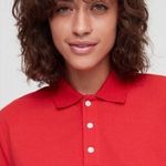 Aritzia  TNA Red Jana Cropped Short Sleeve Polo Top XS Photo 3