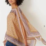 J.Jill 💕💕 Mixed-print Two-way Poncho ~ Light Tigers Eye Paisley One Size NWT Photo 3