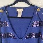 Baby Phat Blue Wool Blend Sequin Deep V-Neck Short Sleeves Sweater Dress Size 2X Photo 6