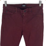 Hudson Womens Mid-Rise Flat Front Slim Skinny Jeans Burgundy Dark Wash Size 27 Photo 0