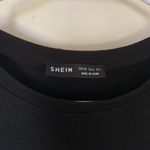 SheIn Black Tee With Flowery Shoulders Photo 3