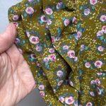 Entro Womens Green Floral Ruffle Sleeve Mock Neck Tunic Top Size L Photo 4