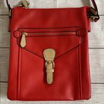 Charming Charlie  Red Faux Cobbled Leather Crossbody Bag with Adjustable Strap Photo 2