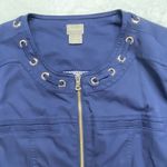 Chico's Jacket Womens 2 Large Navy Blue Luxe Twill Utility Cotton Blend Photo 1
