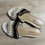 Van Eli Sandals 7.5 M Beige Black Embroidered Slip On Comfort Casual‎ Shoes Tan Photo 2