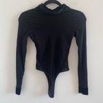 Cosabella  Black Long Sleeve Mesh Velvet Accent Bodysuit Size Medium Photo 4