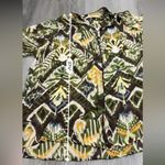 ZARA  Brown‎ & Green Boho Aztec Print Sheer Long Sleeve Button Down Shirt Size L Photo 9