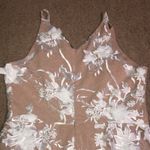 Dress the Population Sidney Floral Appliqué Illusion Sheer Gown White/Nude M Photo 8