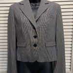 Ann Taylor  LOFT‎ Collar V-Neck Black/White Tiny Houndstooth Button Blazer Sz 2 Photo 0