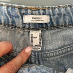 Forever 21  wide leg jeans size 26 raw hem high waist pink side stitching Photo 3