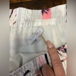 1. State Abstract, Palm Tree Ivory, Pink, and Black Pleated Mini Skirt w. Inner Liner. Photo 1