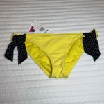 Roxy  Yellow With Black Polka Dot Tie Side Swimsuit Bikini Bottom L Large NWT $36 Photo 9