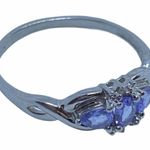 Women’s White Gold Tanzanite & Diamond Ring 10k Oval Cut .30ctw Sz 8.25 Photo 5