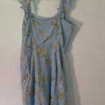 Fletch Tulip Floral Print Mini Dress Light Blue Ruffle Photo 9