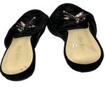 Nine West  Bonnelyn Black Crushed Velvet Dragonfly Slip On Flat Mules Shoes Sz 7 Photo 6