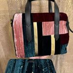 Fossil Sydney Satchel Velvet Patchwork Green Red Pink & Wallet NWT Photo 0