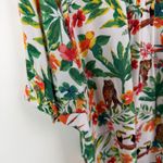 Jane Delancey Tropical Animal Print Button Up Shirt Size XL Multicolor Resort White Photo 2