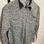 Lands' End Lands’ End Women’s Floral Cotton/Linen Blend Half Button Down Long Sleeve Size M Photo 1