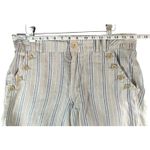 Sundance  Wilde Bermuda Shorts Women 10P Tan Blue Stripe Linen Buttons High Rise Photo 4