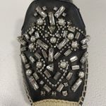 Botkier Black Leather SLOAN Rhinestone embellish Espadrilles Flat Shoes Women 6M Photo 7