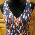 Boden Confetti Printed Stretch‎ Cotton Sleeveless Lined Sheath Dress Blue Sz 2P Photo 4