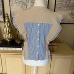 Anthropologie  Sleeveless Menswear Popover Top Ruffle Size Small Photo 3