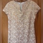 J. McLaughlin  Ariana Champagne Gold Metallic Palm Leaf Party Cocktail Dress Sz 6 Photo 4
