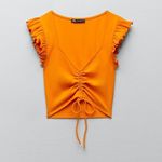 ZARA ruffled crop top in orange Photo 1