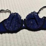Victoria's Secret Victoria’s Secret Blue Shimmer & Black Unlined Demi Underwire Bra 36D Lace Photo 7