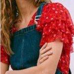 Madewell  Red Tiered-Sleeve Peplum Top Photo 4