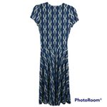 Leota Compass Rose Blue Faux Wrap Short Sleeve Dress S Photo 1