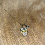 Rae Dunn  14KT Gold Plated Over Brass Tropical Skull Skeleton Halloween Necklace Photo 3