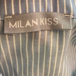 Milan Kiss blue stripe bell sleeve button up top Size L Photo 5