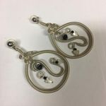 Costume Earrings Pierced Large Silver Tone Dangle Photo 2