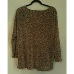 Investments Vintage  Womens 2X Brown White Floral Top Blouse Long‎ Sleeve Cottage Photo 1