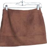 Free People Straight Skirt Women's 4 Brown Solid Mini Tiered Vegan Leather Photo 3