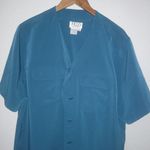 Tess 20W Short Sleeved Shirt Dress Button Front in Teal Green Photo 2