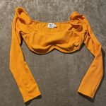 Princess Polly  Crop Top Womens 14 Becca Long Sleeve Orange Ribbed Underwire Photo 0