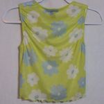 Forever 21  Neon Yellow Mesh Retro Daisy Sleeveless Crop Top Size Small Photo 5