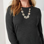 NWT J. Jill Washable Merino Wool Blouson Sleeve Pullover Gray Size XL Petite Photo 0