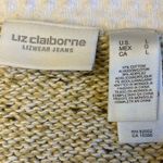 Liz Claiborne Size LARGE V-Neck Cable Knit Sweater Neutral Beige Cream Tan Photo 1