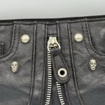 Black Leather Wristlet Clutch Skulls Zipper Moto Biker Studded Goth Edgy Photo 3