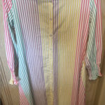 Women’s Rainbow Striped Long Maxi Shirt Dress Size Small Button Up Collar Multiple Photo 0