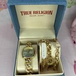 True Religion  Women's Gold Rhinestone Watch and Bracelet Set Photo 0