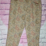 Ralph Lauren VINTAGE LAUREN  TAN PAISLEY PRINTED LINEN BLEND ANKLE PANTS 16 Photo 0