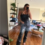 ZARA Women's Dark Blue Denim Overalls Photo 5