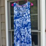Lilly Pulitzer  Mills Maxi RACER BACK Dress Deep Sea Blue Quahog Chow White XL Photo 1