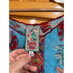 Johnny Was  Hazel Trapeze Tunic Dress Aqua Flower Embroidered Tank M Cupra Rayon Photo 3