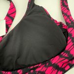 DKNY  Bikini Top Size Medium NWT Printed Square Neck Hot Pink Black Swim Sporty Photo 10