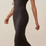 Reformation  Black Knit Ribbed Ashlee Midi Dress Size Large Photo 0